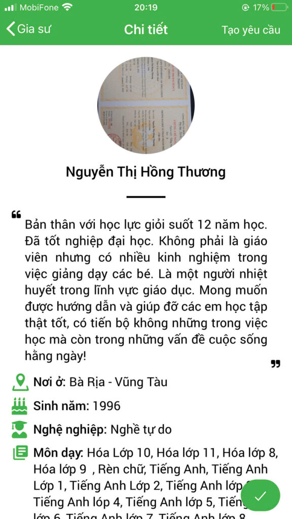 GIA SƯ TẠI VŨNG TÀU